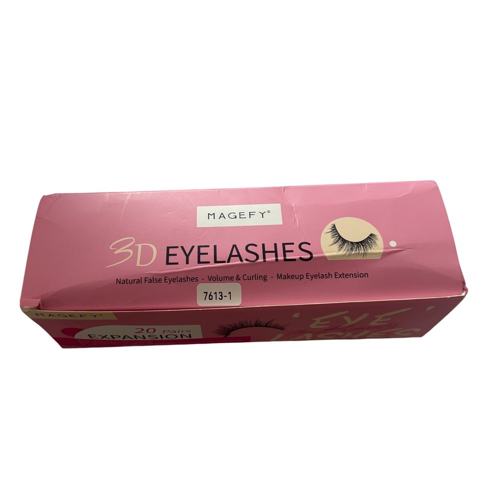 Magefy 3D Eyelashes Women 16 Pairs Black New 7613-1 Volume Curling Extensions